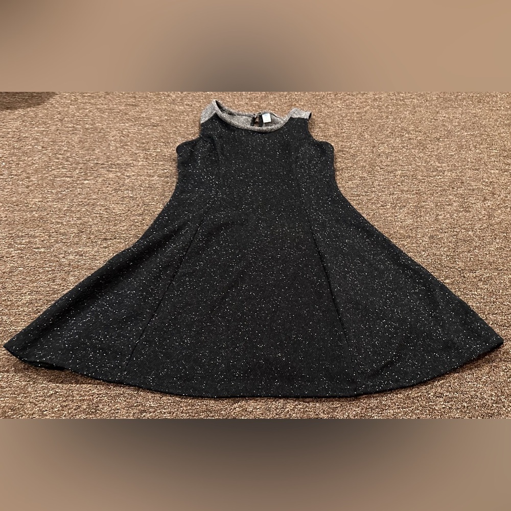 EUC Old Navy Dress Sleeveless Speckled Tweed Faux Wool M  Gray Black
